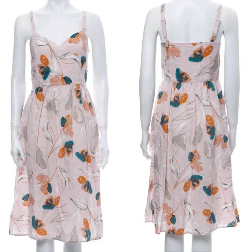 RACHEL ZOE 100% linen Dress pink floral size USA 2 , siper under the left arm